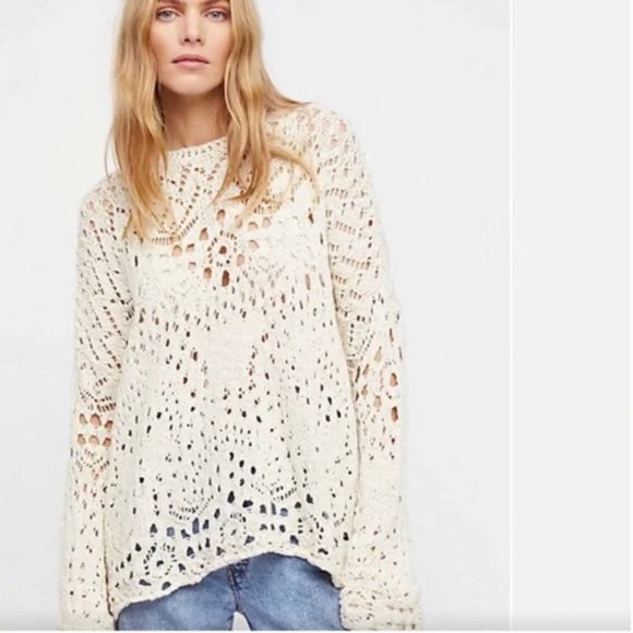 Free People Sweaters - Free People Traveling Crochet Knit Sweater - L